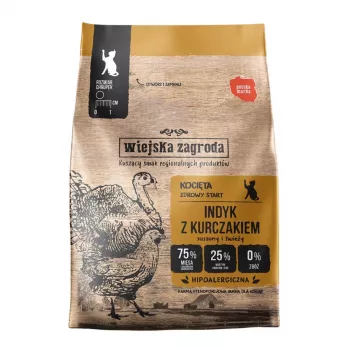 Wiejska Zagroda comida seca para gatos peru e frango gatinho 400g