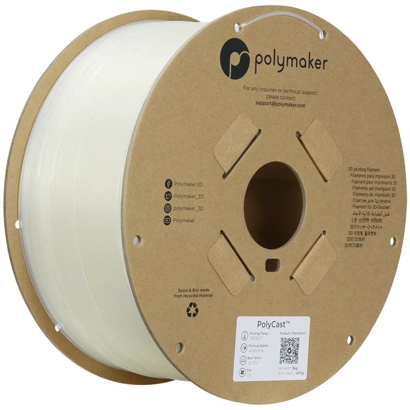 Polymaker PolyCast PVB Filamento para impressora 3D, 1,75 mm, 3 kg, Natural