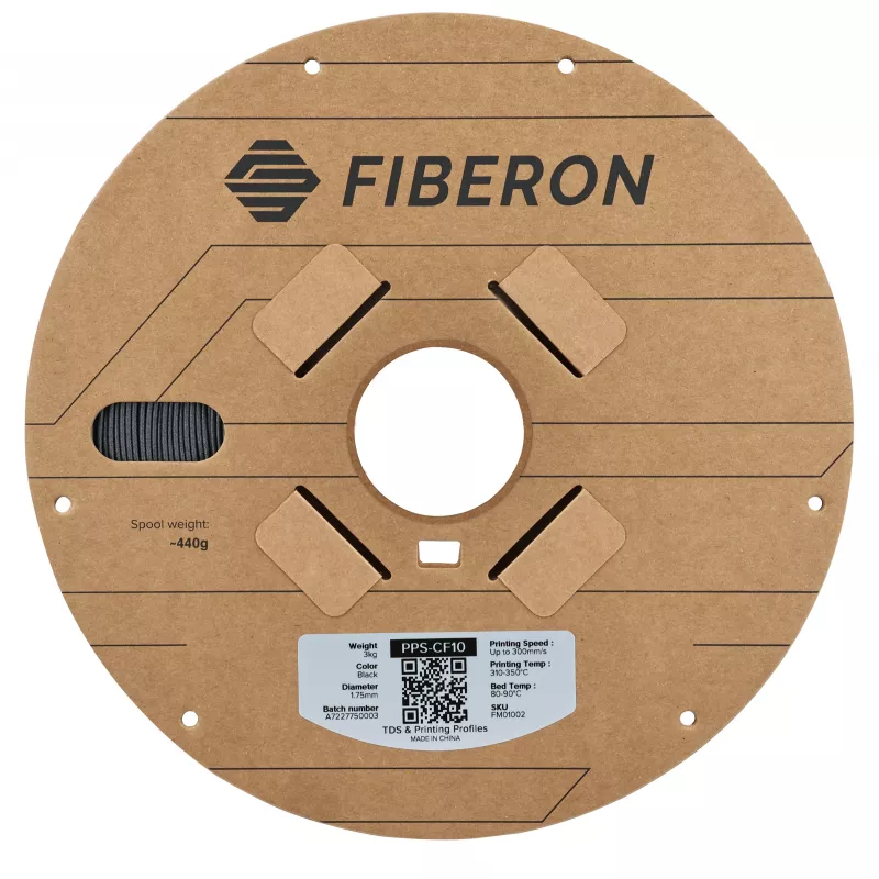 Polymaker Fiberon PPS-CF10 Filamento para impressora 3D, 1,75 mm, 3 kg, preto