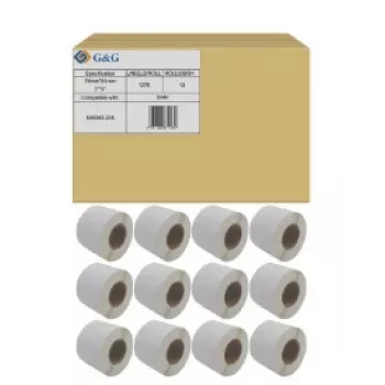 Etiquetas de transferência térmica G&G Zebra 800283-205 76x51mm perfuradas, 1370 etiquetas/rolo, 12 rolos/caixa (16440 etiquetas)