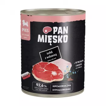 Comida húmida para cachorros PAN MIĘSKO peru com carne de vaca, 800g – Alimento completo e equilibrado, sem cereais, em lata para cachorros de todas as raças