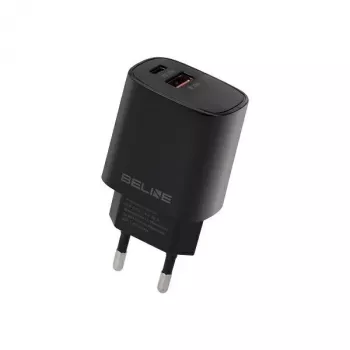 Carregador de parede GaN 30W USB-C PD + USB-A QC Beline preto (apenas carregador)