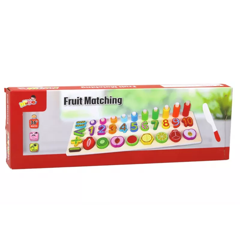 LEAN TOYS quadro de aprendizagem em madeira para ordenar – aprender matemática com frutas e números, 85 peças, brinquedo Montessori para crianças a partir dos 3 anos