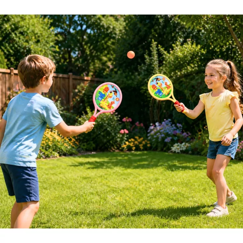 LEAN TOYS raquetes de badminton para crianças animais amarelo rosa