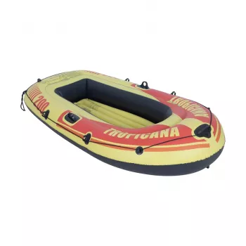 SUNCLUB Tropicana 200 barco insuflável – barco insuflável para 1 pessoa com fundo insuflável, azul/amarelo, PVC