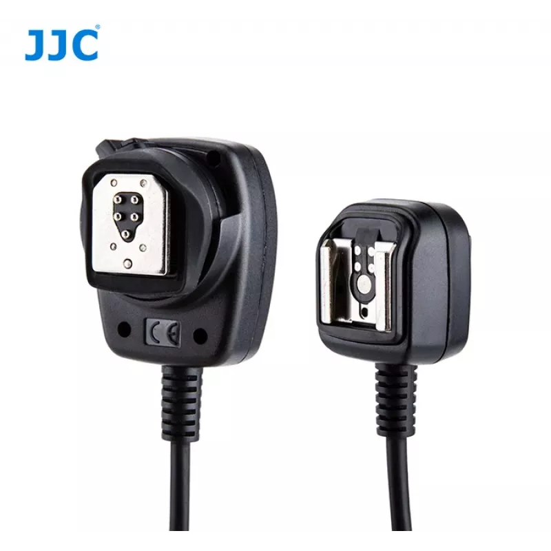 Cabo de sincronização TTL para flash fora da câmara JJC FC-E3 para Canon EOS, cabo espiral 1,3 m, passagem E-TTL II