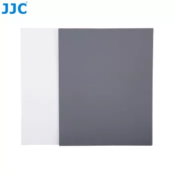 JJC Série GC conjunto de cartões de calibração fotográfica 2 em 1 – cartão cinzento 18% e cartão de balanço de brancos, 20 x 25 cm, plástico resistente, com alça de transporte