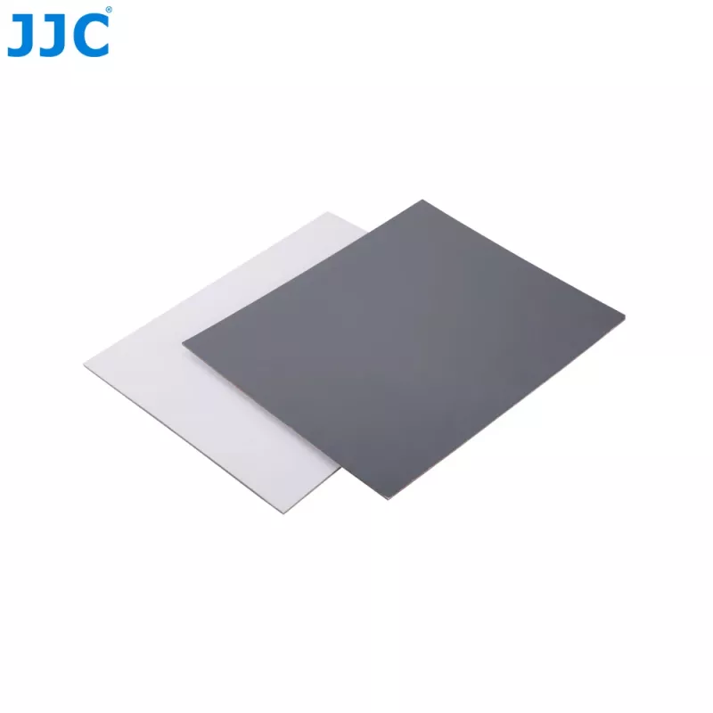 JJC Série GC conjunto de cartões de calibração fotográfica 2 em 1 – cartão cinzento 18% e cartão de balanço de brancos, 20 x 25 cm, plástico resistente, com alça de transporte