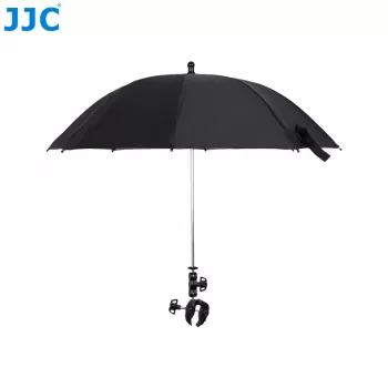 JJC guarda-chuva para câmara com suporte Super-Clamp, abertura de maxilas de 63 mm, rosca de 1/4 de polegada e 3/8 de polegada, preto