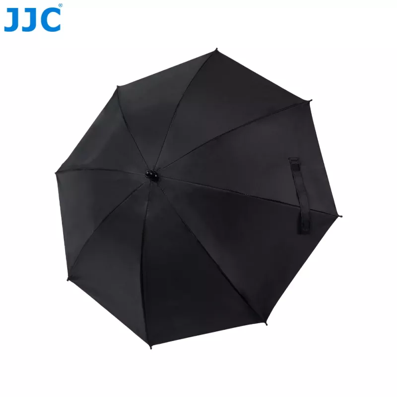 JJC guarda-chuva para câmara com suporte Super-Clamp, abertura de maxilas de 63 mm, rosca de 1/4 de polegada e 3/8 de polegada, preto
