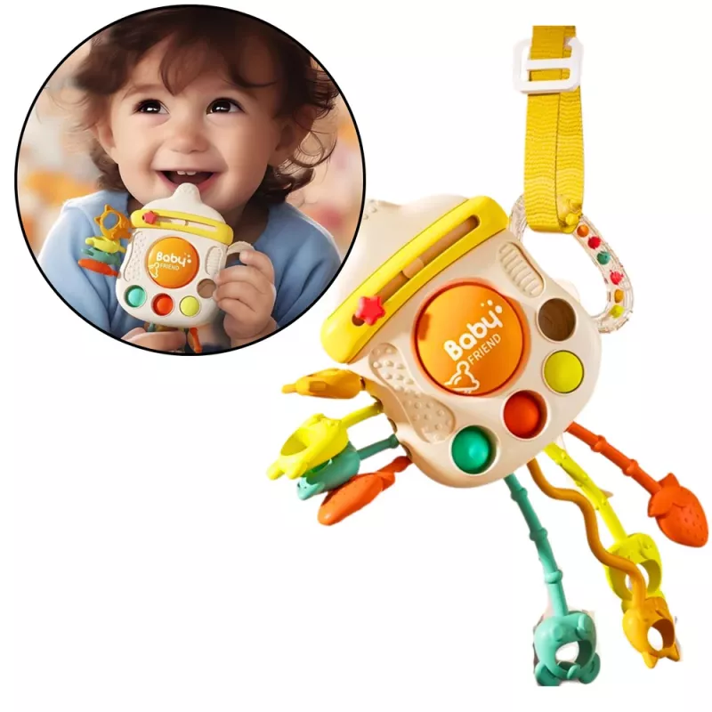 LEAN TOYS brinquedo sensorial mordedor chocalho para crianças pequenas biberão 3 em 1
