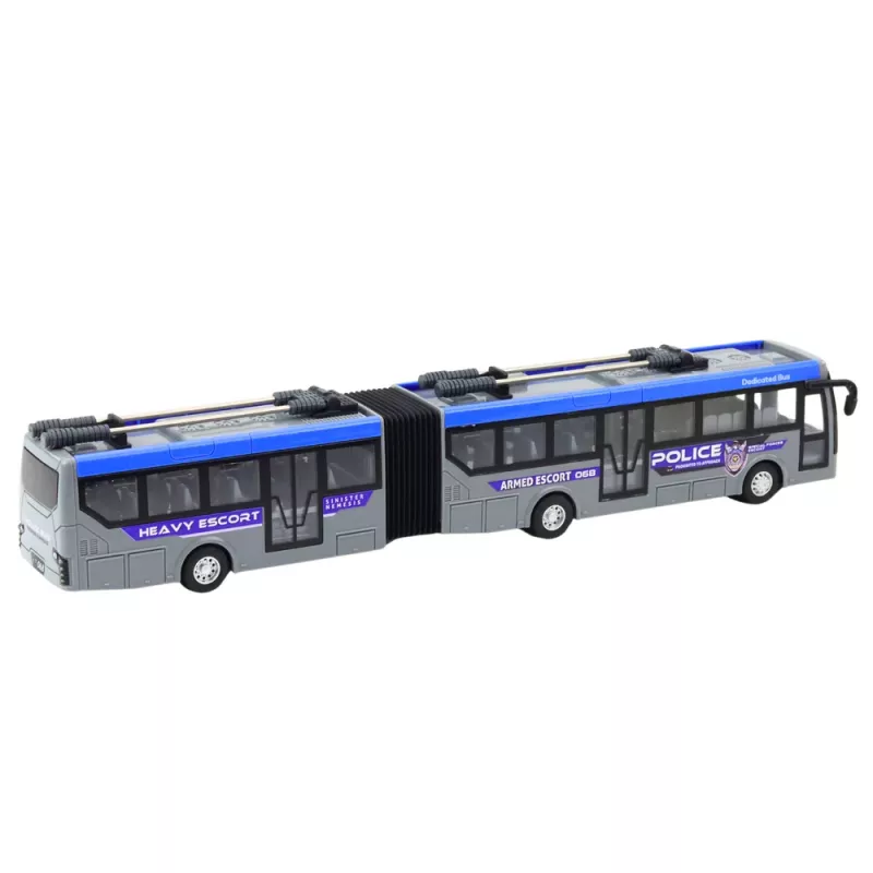 LEAN TOYS autocarro articulado de polícia RC com controlo remoto e luzes, cinzento 1:32