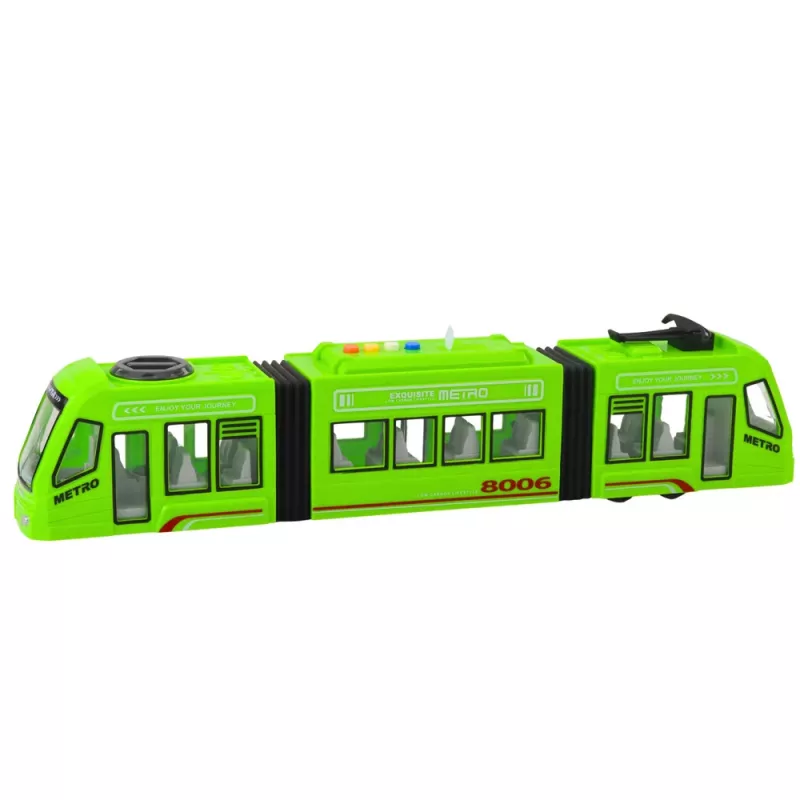 LEAN TOYS elétrico da cidade metro com portas, luz e som, verde 1:16