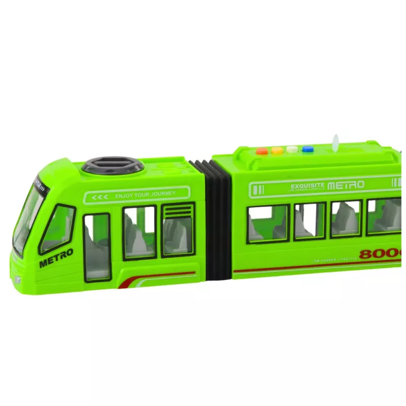 LEAN TOYS elétrico da cidade metro com portas, luz e som, verde 1:16