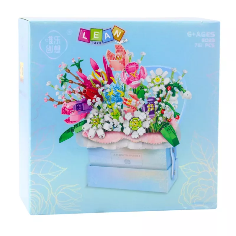 LEAN TOYS blocos de construção composição numa caixa floral azul caixa LED 761 peças