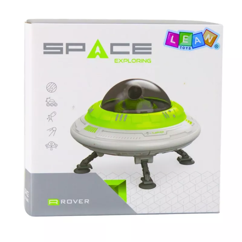 LEAN TOYS nave espacial OVNI com figura de astronauta, luzes e sons, verde