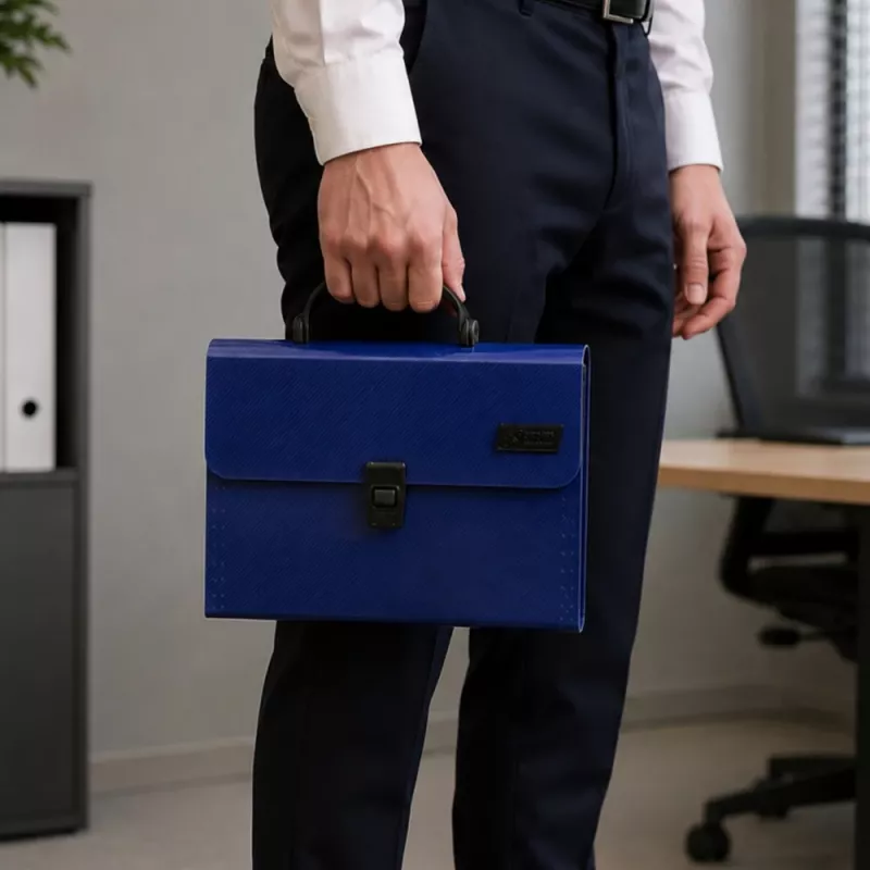 LEAN organizador acordeão para documentos, 13 divisórias, azul, A4