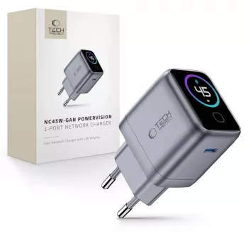 TECH-PROTECT POWERVISION NC45W-GAN carregador de parede 1 porta PD 45 W cinzento-escuro