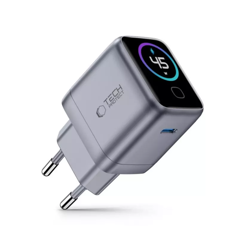TECH-PROTECT POWERVISION NC45W-GAN carregador de parede 1 porta PD 45 W cinzento-escuro