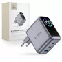 TECH-PROTECT PowerVision NC100W GaN carregador de parede 100 W 3 portas USB-C PD e USB-A QC3.0 - cinzento-escuro