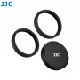 JJC LRR-OA6K2 Conjunto de tampa de objetiva e anéis decorativos para DJI Osmo Action 6 (tampa preta, anéis vermelho e azul)