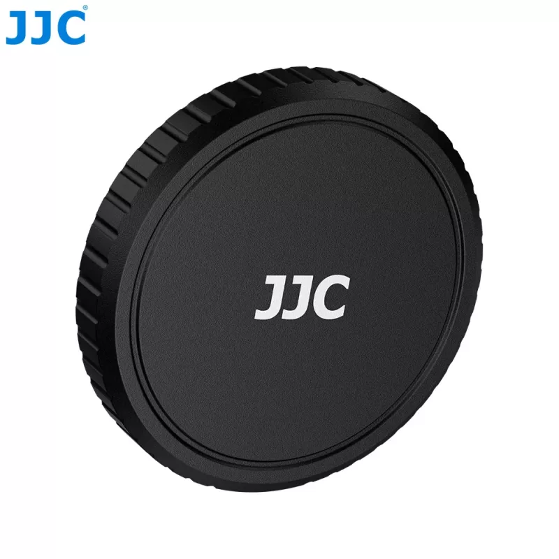 JJC LRR-OA6K2 Conjunto de tampa de objetiva e anéis decorativos para DJI Osmo Action 6 (tampa preta, anéis vermelho e azul)