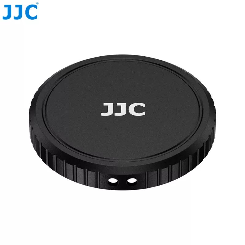 JJC LRR-OA6K2 Conjunto de tampa de objetiva e anéis decorativos para DJI Osmo Action 6 (tampa preta, anéis vermelho e azul)