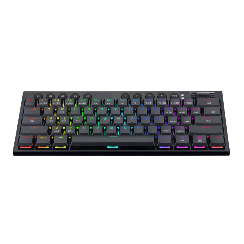 Redragon K632 Horus Mini Teclado mecânico gaming de 61 teclas Low Profile, switch vermelho, RGB, Preto