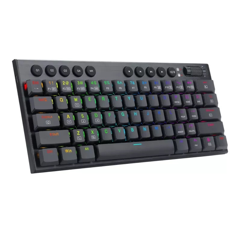 Redragon K632 Horus Mini Teclado mecânico gaming de 61 teclas Low Profile, switch vermelho, RGB, Preto