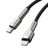 Cabo de carregamento rápido Baseus Cafule USB-C para Lightning PD 20W 0,25 m preto