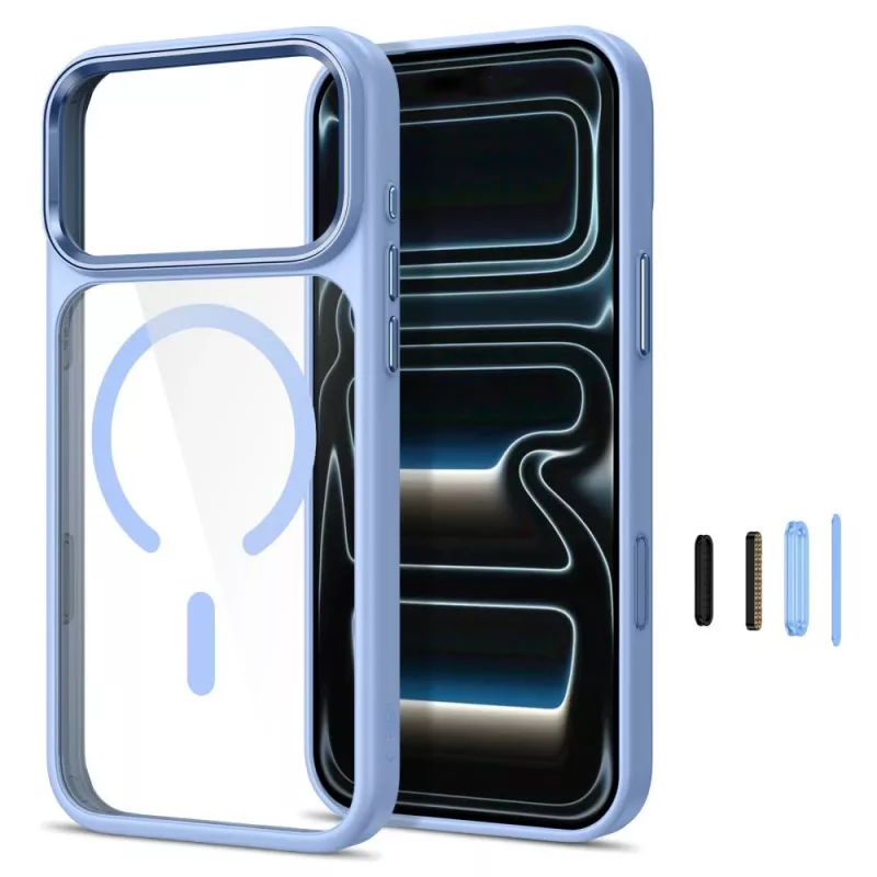 Capa transparente Tech-Protect Magmat MagSafe para iPhone 17 Pro / 18 Pro - moldura azul-clara
