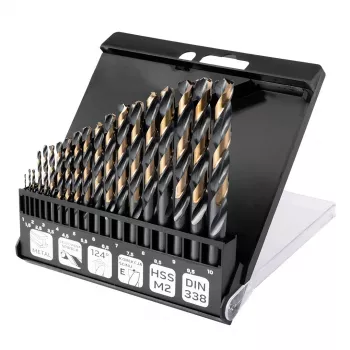 NEO TOOLS Conjunto de Brocas HSS-CNC para Metal, 124°, Pro-Tec, 1,0-10,0 mm, 19 Peças