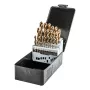 NEO TOOLS Conjunto de 25 Brocas Helicoidais HSS-TiN para Metal, 1,0–13,0 mm, DIN 338, Afiação em Cruz 135°, Caixa Metálica
