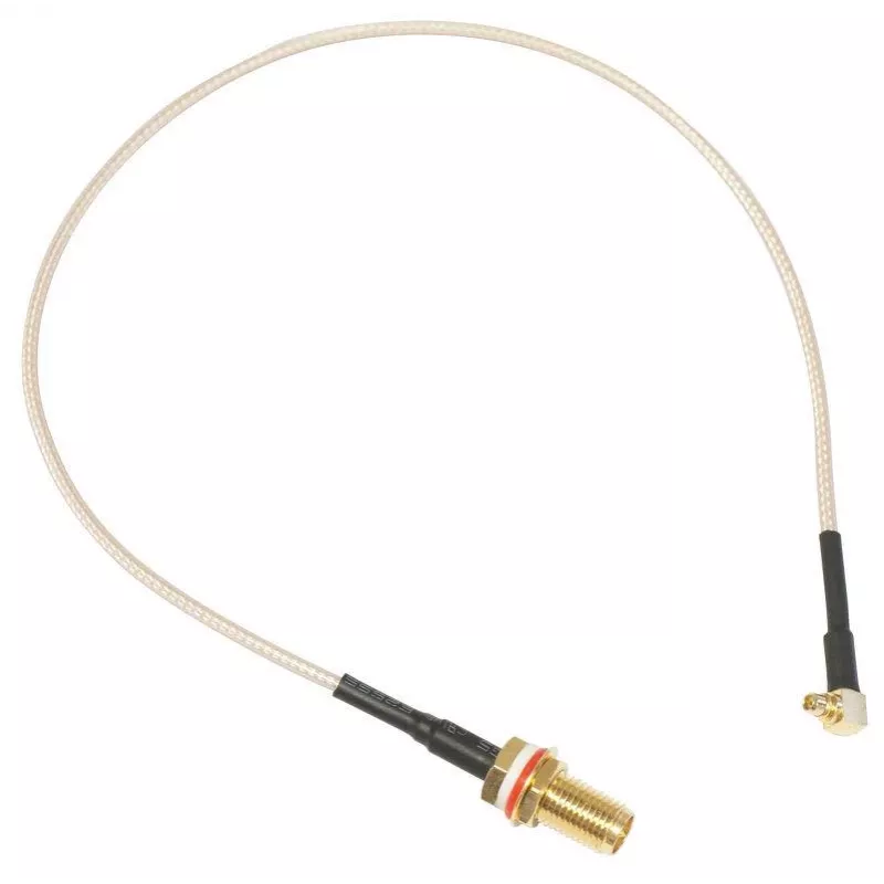 Cabo coaxial pigtail MikroTik ACMMCXRPSMA 0,26 m MMCX para ficha RP-SMA, 50 Ohm, RG178, preto