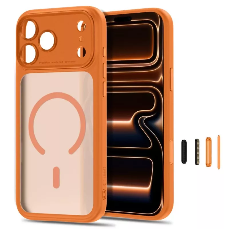 Capa MagSafe MagPeak TECH-PROTECT para iPhone 17 Pro / 18 Pro - Cosmic Orange mate