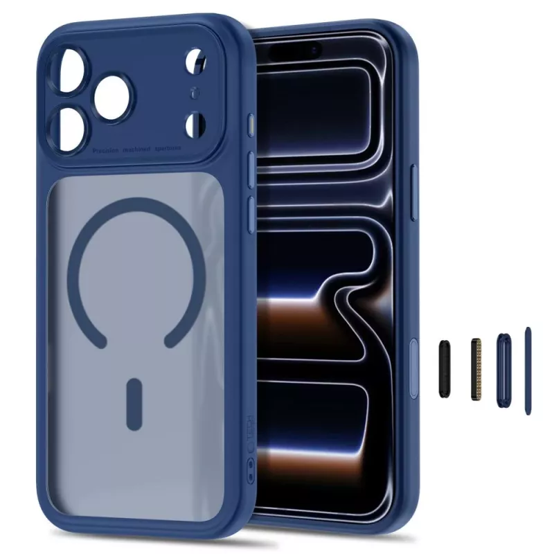 Capa MagSafe MagPeak TECH-PROTECT para iPhone 17 Pro Max / 18 Pro Max, azul-escuro mate