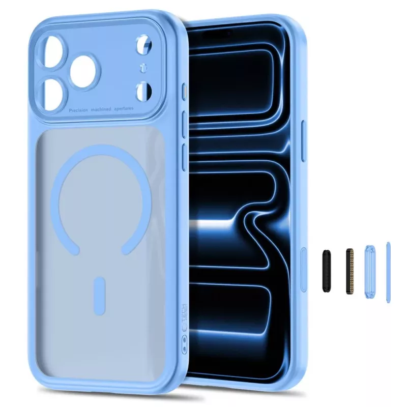 Capa MagSafe MagPeak TECH-PROTECT para Apple iPhone 17 Pro / 18 Pro, azul-claro mate