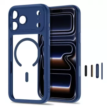 Capa transparente MagSafe MagPeak TECH-PROTECT para iPhone 17 Pro Max / 18 Pro Max – azul-escuro