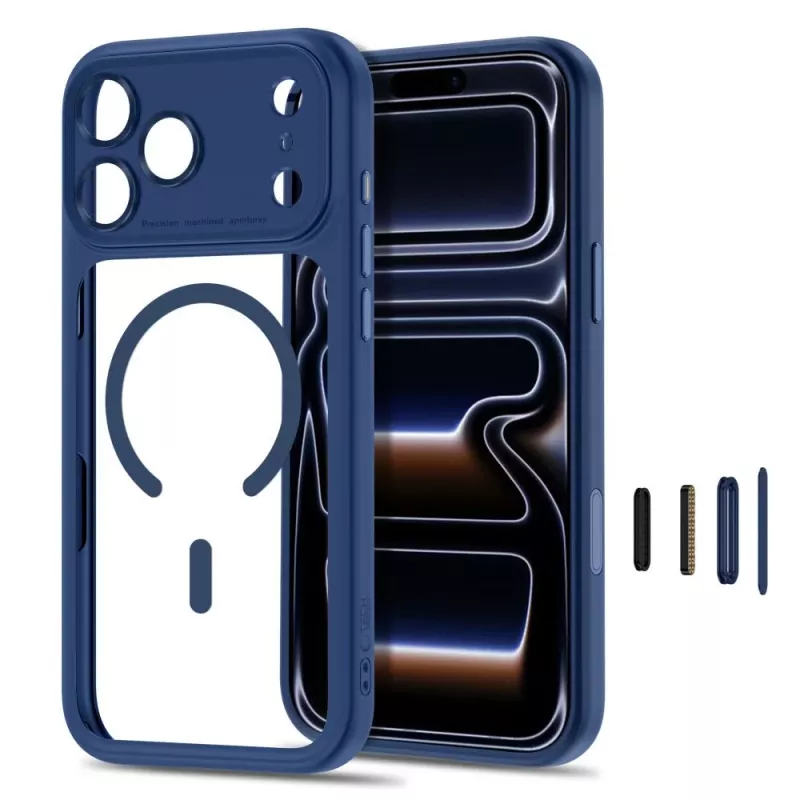 Capa transparente MagSafe MagPeak TECH-PROTECT para iPhone 17 Pro Max / 18 Pro Max – azul-escuro