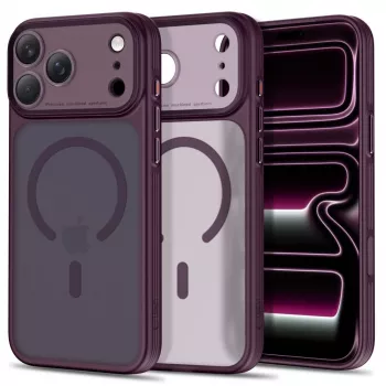 Capa transparente MagSafe MagPrime TECH-PROTECT para iPhone 17 Pro / 18 Pro - vermelho-cereja-escuro mate