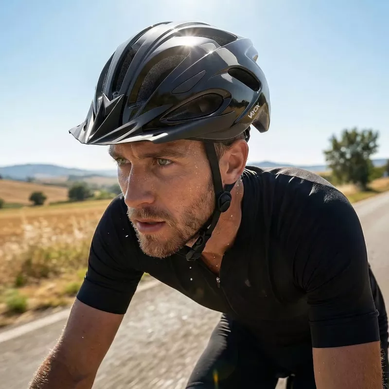 Capacete de bicicleta Vayox Speed LED, preto brilhante, tamanho L (58-61 cm)