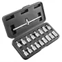 NEO TOOLS Conjunto de chaves para bujão de óleo com encaixe de 3/8 polegadas, 18 peças, cromo-vanádio, chaves quadradas/sextavadas/Torx/estriadas, mala de plástico