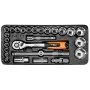 NEO TOOLS 84-238 Conjunto de chaves de caixa de 1/2 polegadas 27 peças com catraca, extensões, junta universal, punho deslizante e mala | Aço CrV | 10-32 mm