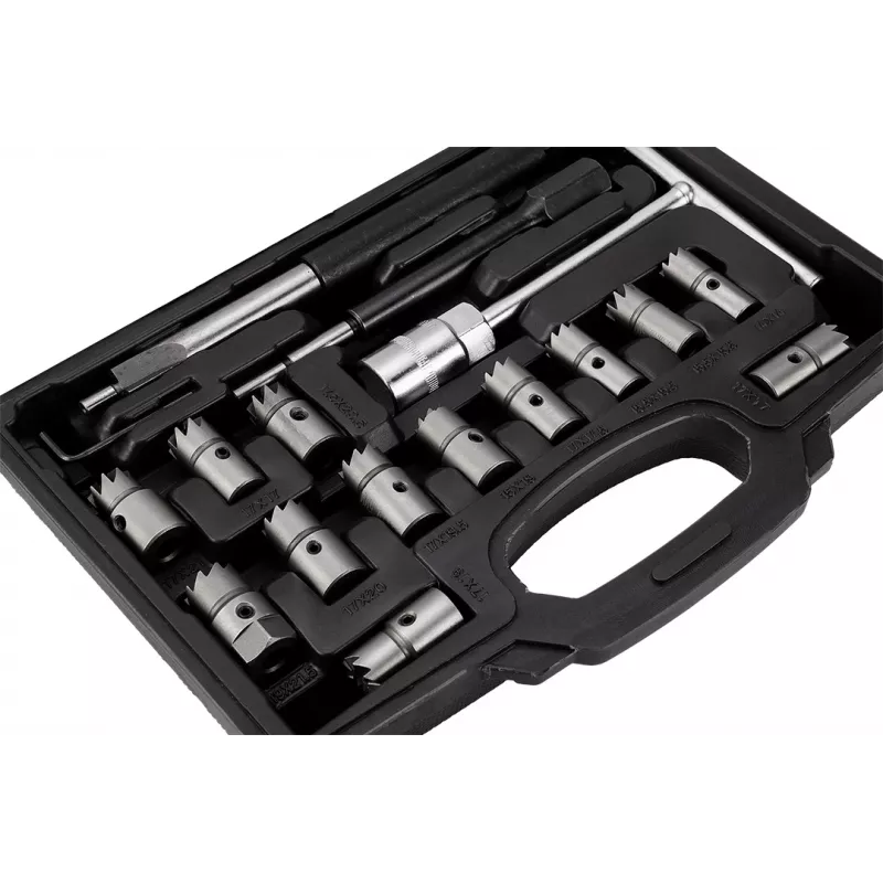 NEO TOOLS 11-885 Cortador de limpeza de sede de injetores - conjunto de 17 peças
