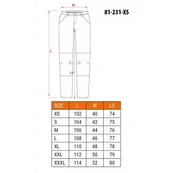 NEO Tools 81-231-XS Calças de proteção, cinzento com apontamentos verdes, tamanho XS, 100% algodão, 270 g/m², certificado CE