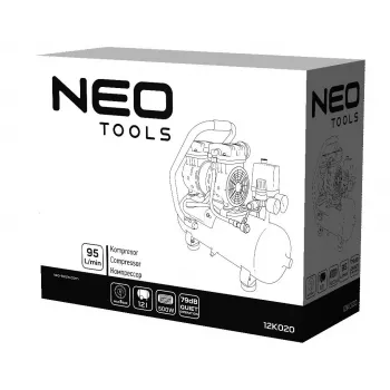 NEO TOOLS TOP-12K020 Compressor de ar lubrificado a óleo 24L, 1,5 kW, 8 bar, 180 L/min, 230V