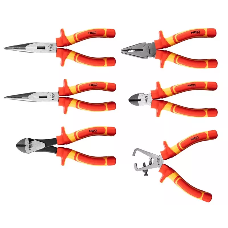 NEO TOOLS Mochila de eletricista 31 peças, 30 ferramentas isoladas, poliéster 600D resistente, base impermeável, carga 15 kg, preto/vermelho