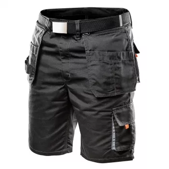 NEO TOOLS Calções de trabalho HD com bolsos removíveis, tamanho LD/54, Ebony