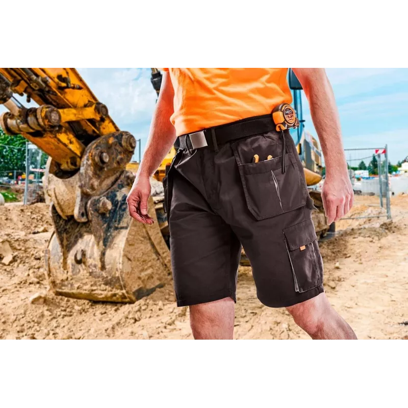 NEO TOOLS Calções de trabalho HD com bolsos removíveis, tamanho LD/54, Ebony