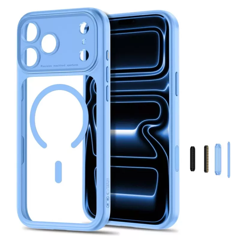 TECH-PROTECT MagPeak Capa MagSafe transparente para iPhone 17 Pro Max / 18 Pro Max - azul-claro